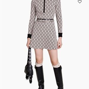 Maje Short Jacquard Monogrammed Dress Size 2